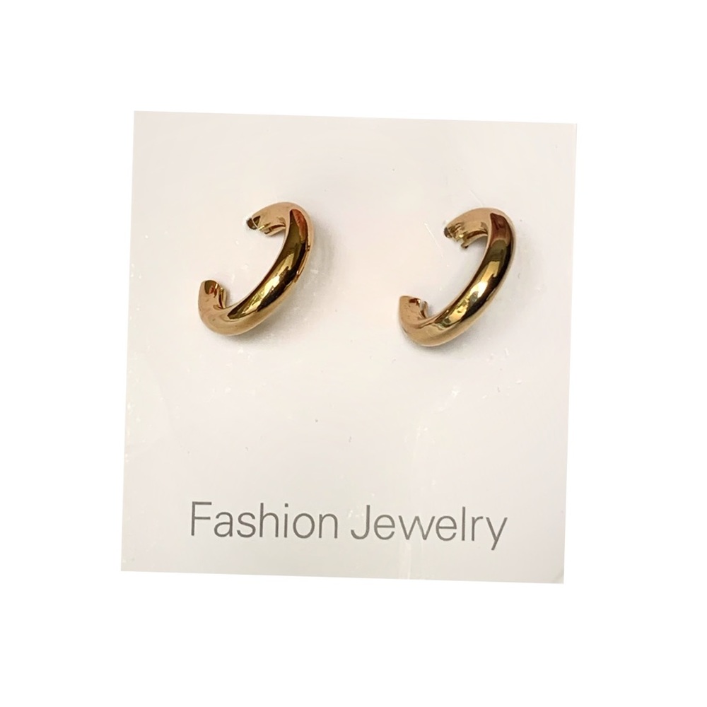 💋Simple Gold Tone Chunky Fashion Small/Medium Hoop Earrings